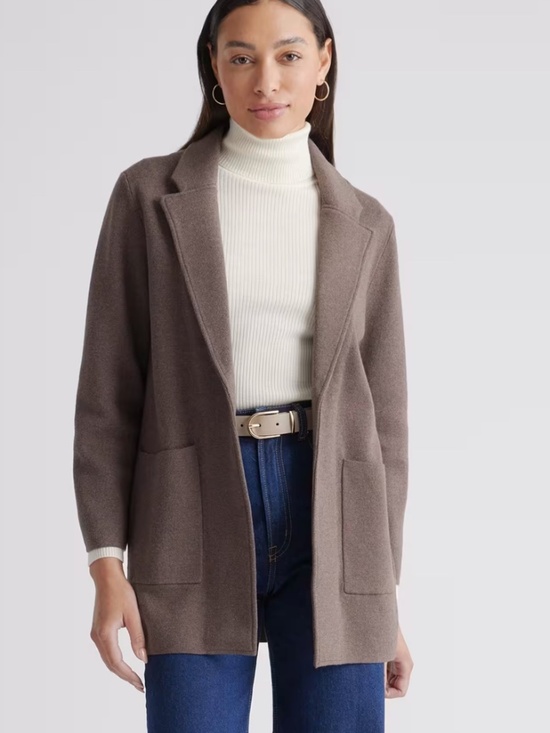 Quince Jackets & Blazers - QUINCE 100% Organic Cotton Business Casual Knit Blazer Heather Brown Size M